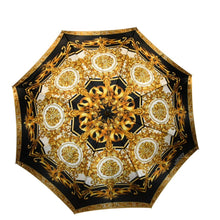 Load the image into the gallery viewer. GIANNI VERSACE ベルサーチ 長傘 バロック柄 レオパード柄 イエロー ゴールド金具 美品 中古 4a003013