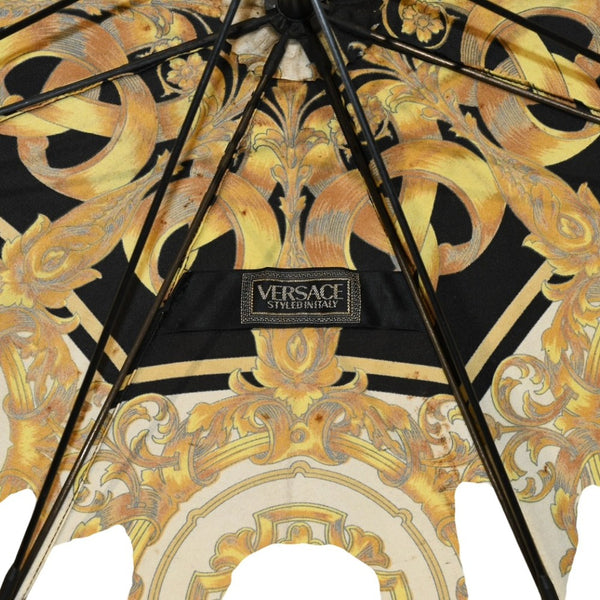 GIANNI VERSACE ベルサーチ 長傘 バロック柄 レオパード柄 イエロー ゴールド金具 美品 中古 4a003013