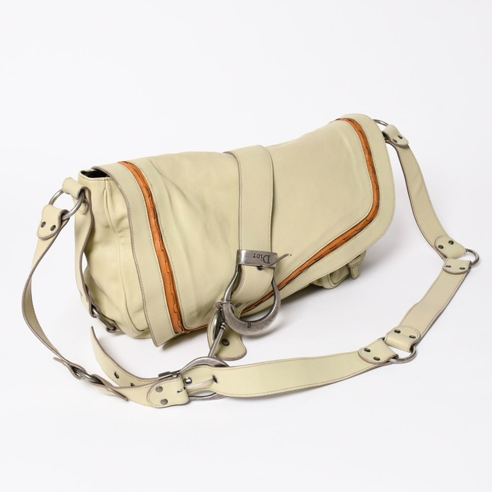 Christian Dior Gaucho Saddle Shoulder Bag 05-MA-0096 Shoulder Galliano Period 2006SS Leather Beige Good Condition Used 4a003526