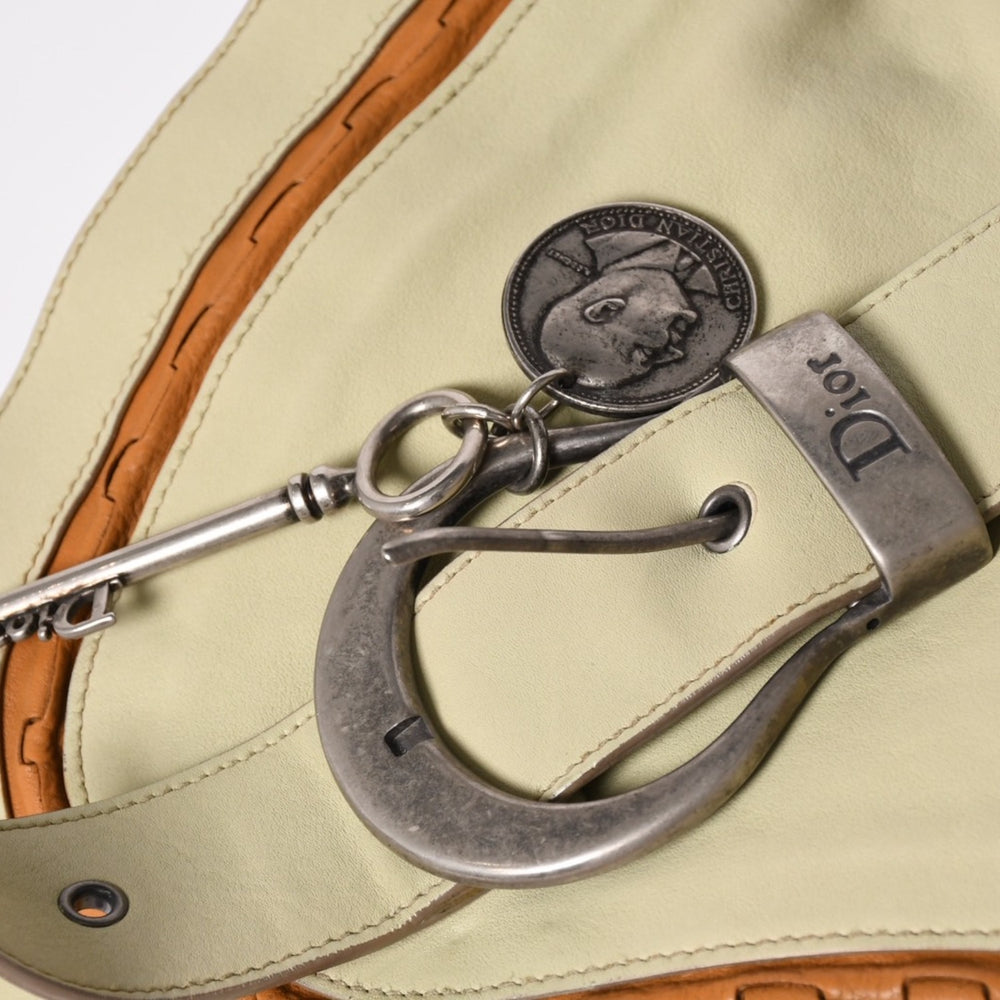 Christian Dior Gaucho Saddle Shoulder Bag 05-MA-0096 Shoulder Galliano Period 2006SS Leather Beige Good Condition Used 4a003526