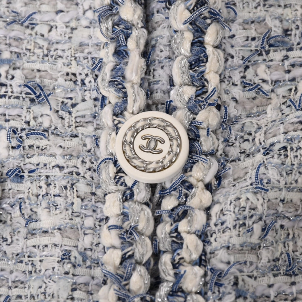 CHANEL Lesage Fancy Tweed Dress P60284V45762 Size 42 Here Mark No Color Blue White Good Condition Used 4a003301