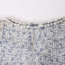 画像をギャラリービューアに読み込む, CHANEL シャネル ルサージュ ファンシーツイードドレス P60284V45762 サイズ42 ココマーク ノーカラー ブルー ホワイト 美品 中古 4a003301