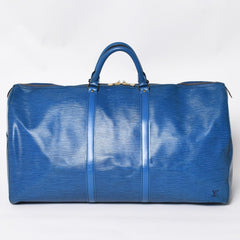 LOUIS VUITTON Boston Bag Keepall 60 M42975 Epi Leather Toledo Blue Gold Hardware Good Condition Used 4a004636