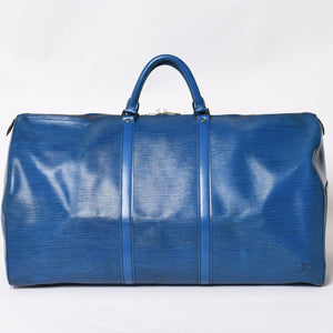 LOUIS VUITTON Boston Bag Keepall 60 M42975 Epi Leather Toledo Blue Gold Hardware Good Condition Used 4a004636