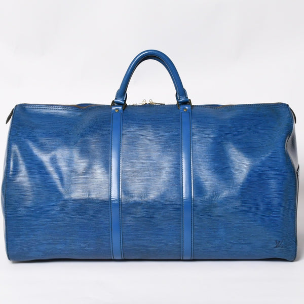 LOUIS VUITTON Boston Bag Keepall 60 M42975 Epi Leather Toledo Blue Gold Hardware Good Condition Used 4a004636