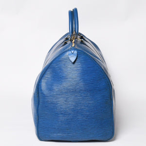 LOUIS VUITTON Boston Bag Keepall 60 M42975 Epi Leather Toledo Blue Gold Hardware Good Condition Used 4a004636