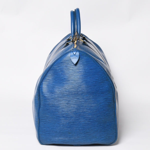 LOUIS VUITTON Boston Bag Keepall 60 M42975 Epi Leather Toledo Blue Gold Hardware Good Condition Used 4a004636