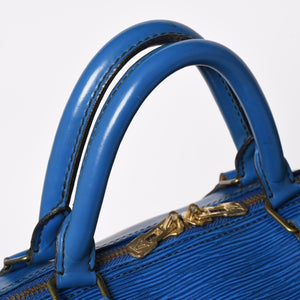 LOUIS VUITTON Boston Bag Keepall 60 M42975 Epi Leather Toledo Blue Gold Hardware Good Condition Used 4a004636