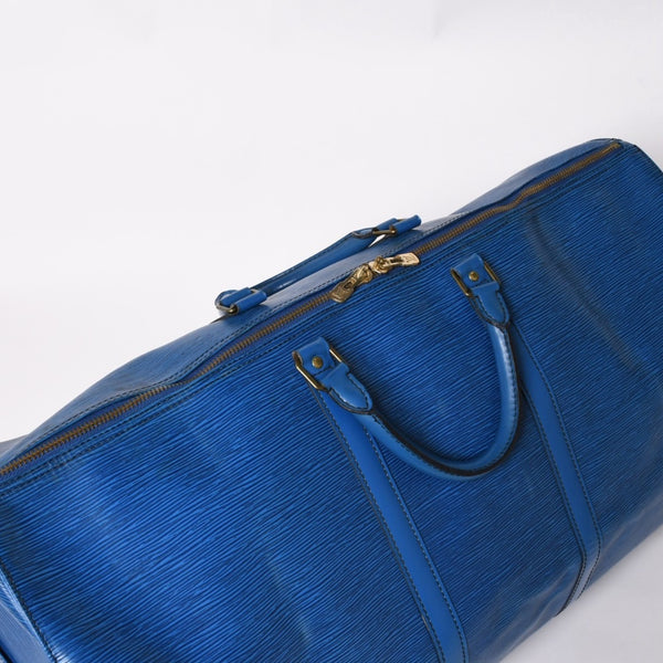 LOUIS VUITTON Boston Bag Keepall 60 M42975 Epi Leather Toledo Blue Gold Hardware Good Condition Used 4a004636