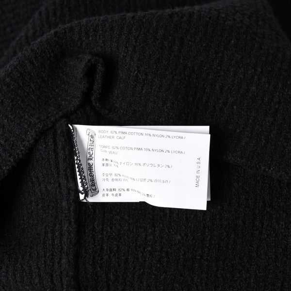 新品未使用 CHROME HEARTS クロムハーツ Y NOT ニットセーター サイズML ハラコ CHクロスパッチ 3パッチ シルバー925 ブラック 中古 4a003341