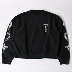 新品未使用 CHROME HEARTS クロムハーツ SOAP N WATER スウェットシャツ サイズM ヴィンテージ加工 新作 フェードブラック 中古 4a003346