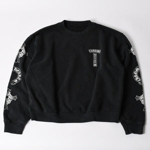 新品未使用 CHROME HEARTS クロムハーツ SOAP N WATER スウェットシャツ サイズM ヴィンテージ加工 新作 フェードブラック 中古 4a003346