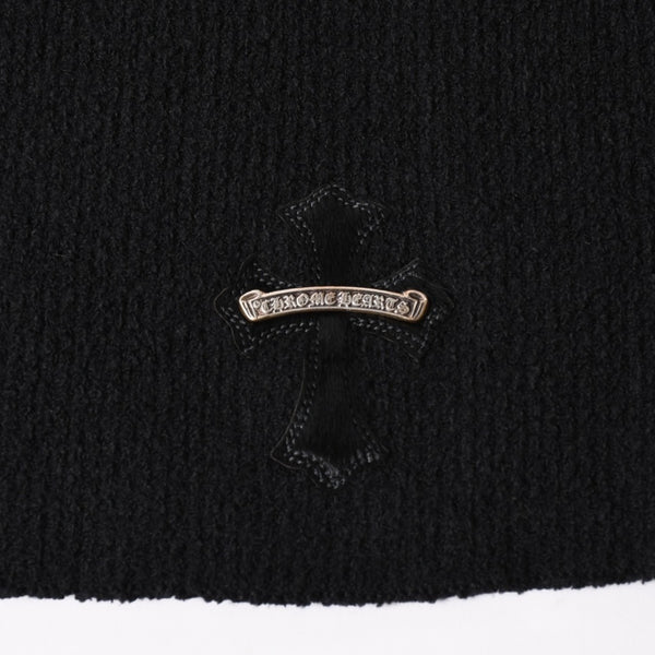 新品未使用 CHROME HEARTS クロムハーツ Y NOT ニットセーター サイズML ハラコ CHクロスパッチ 3パッチ シルバー925 ブラック 中古 4a003341
