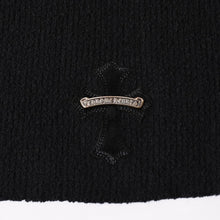 画像をギャラリービューアに読み込む, 新品未使用 CHROME HEARTS クロムハーツ Y NOT ニットセーター サイズML ハラコ CHクロスパッチ 3パッチ シルバー925 ブラック 中古 4a003341