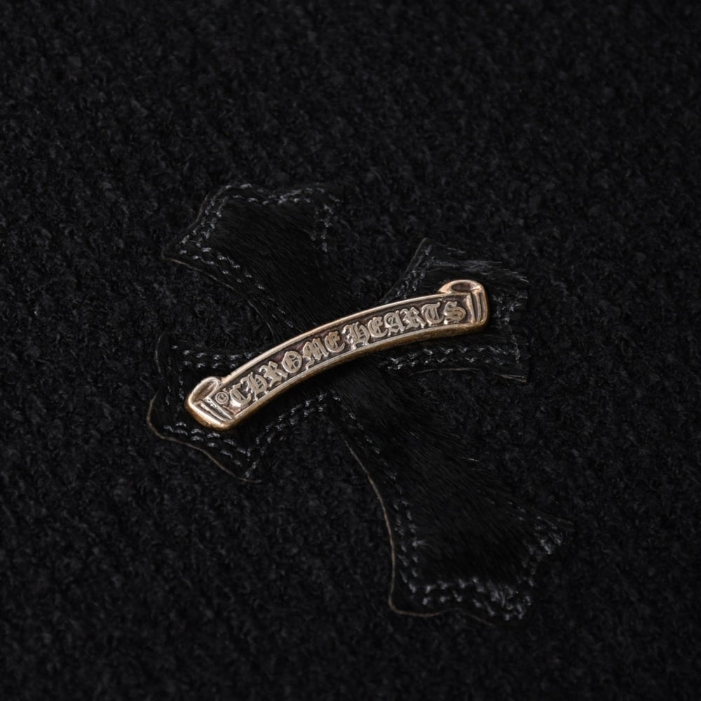 新品未使用 CHROME HEARTS クロムハーツ Y NOT ニットセーター サイズML ハラコ CHクロスパッチ 3パッチ シルバー925 ブラック 中古 4a003341