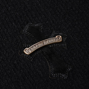 新品未使用 CHROME HEARTS クロムハーツ Y NOT ニットセーター サイズML ハラコ CHクロスパッチ 3パッチ シルバー925 ブラック 中古 4a003341