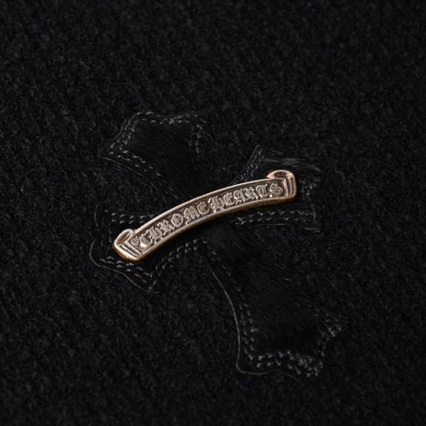 新品未使用 CHROME HEARTS クロムハーツ Y NOT ニットセーター サイズML ハラコ CHクロスパッチ 3パッチ シルバー925 ブラック 中古 4a003341