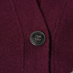 極美品 CHANEL シャネル オールオーバーCCマークグリッターカシミヤカーディガン バーガンディ シルバーグリッター カシミヤ 2022年 P72997K10494 中古 4a002897