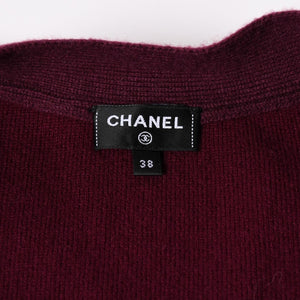 極美品 CHANEL シャネル オールオーバーCCマークグリッターカシミヤカーディガン バーガンディ シルバーグリッター カシミヤ 2022年 P72997K10494 中古 4a002897