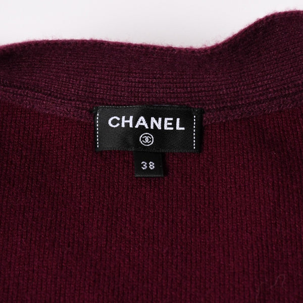 極美品 CHANEL シャネル オールオーバーCCマークグリッターカシミヤカーディガン バーガンディ シルバーグリッター カシミヤ 2022年 P72997K10494 中古 4a002897