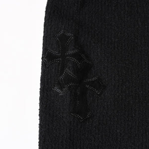 新品未使用 CHROME HEARTS クロムハーツ Y NOT ニットセーター サイズML ハラコ CHクロスパッチ 3パッチ シルバー925 ブラック 中古 4a003341