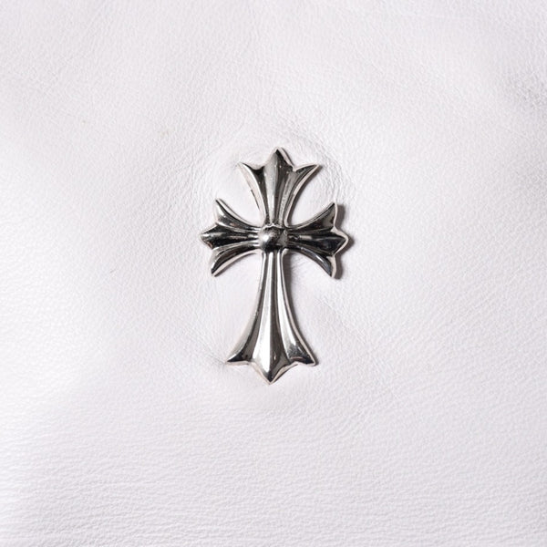 極美品 CHROME HEARTS クロムハーツ セーフティピン ポーチ ショルダーバッグ ホワイト シルバー金具 中古 4a003344