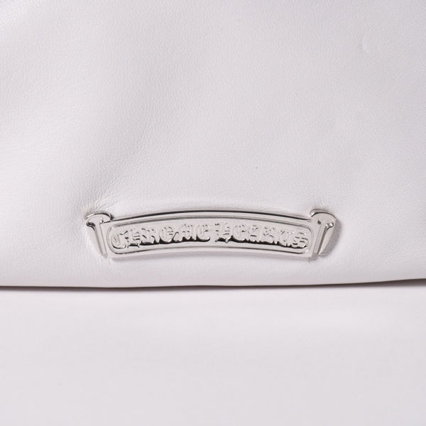 極美品 CHROME HEARTS クロムハーツ セーフティピン ポーチ ショルダーバッグ ホワイト シルバー金具 中古 4a003344