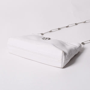 極美品 CHROME HEARTS クロムハーツ セーフティピン ポーチ ショルダーバッグ ホワイト シルバー金具 中古 4a003344