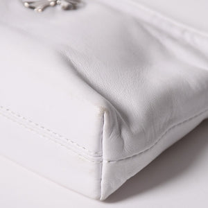 極美品 CHROME HEARTS クロムハーツ セーフティピン ポーチ ショルダーバッグ ホワイト シルバー金具 中古 4a003344