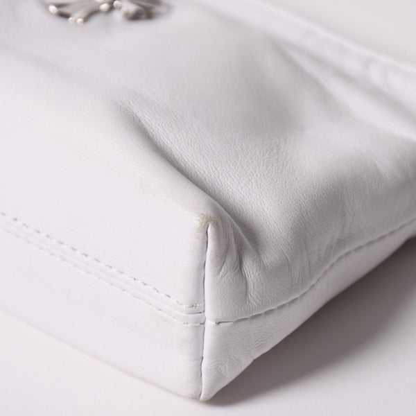 極美品 CHROME HEARTS クロムハーツ セーフティピン ポーチ ショルダーバッグ ホワイト シルバー金具 中古 4a003344