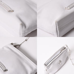 極美品 CHROME HEARTS クロムハーツ セーフティピン ポーチ ショルダーバッグ ホワイト シルバー金具 中古 4a003344