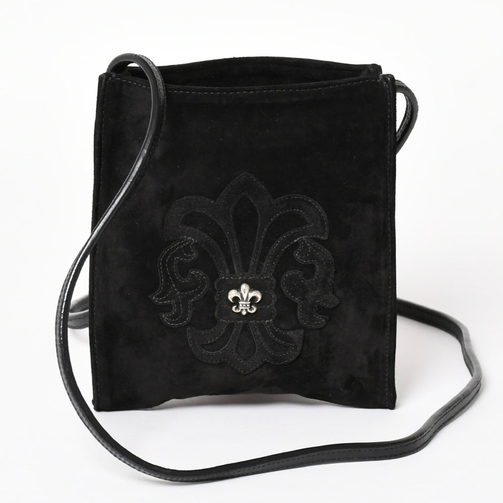 Very Good Condition CHROME HEARTS Square Pocket Shoulder Bag BS Flare Patch Silver 925 Black Used 4a003345