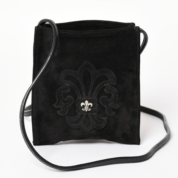 Very Good Condition CHROME HEARTS Square Pocket Shoulder Bag BS Flare Patch Silver 925 Black Used 4a003345
