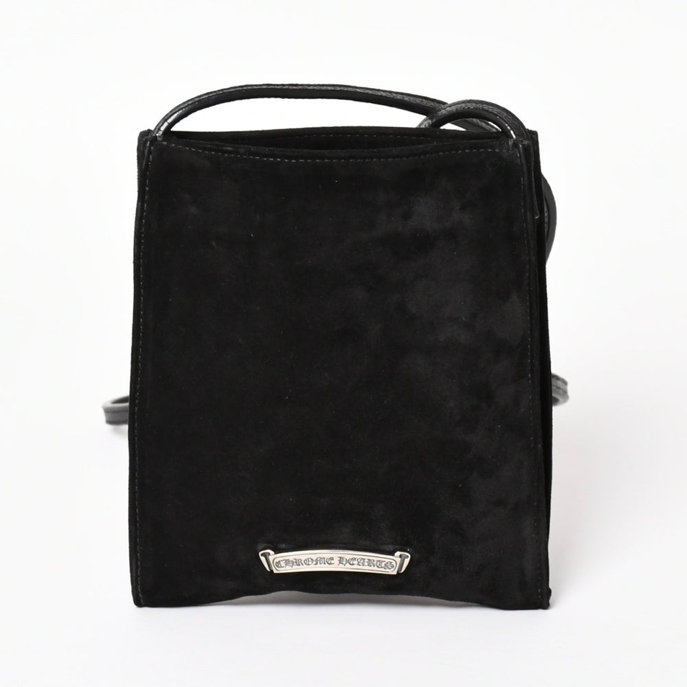 Very Good Condition CHROME HEARTS Square Pocket Shoulder Bag BS Flare Patch Silver 925 Black Used 4a003345