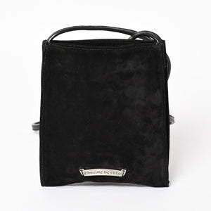 Very Good Condition CHROME HEARTS Square Pocket Shoulder Bag BS Flare Patch Silver 925 Black Used 4a003345