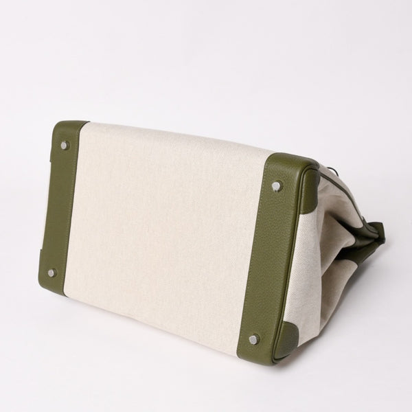 新品同様 HERMES エルメス Haut a Courroies40 オータクロア40 ハンドバッグ トワルアッシュ トゴ ヴェールヴェロネーゼ U刻印 SV金具 中古 4a003354