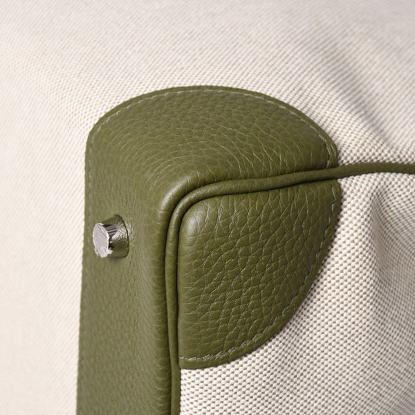 新品同様 HERMES エルメス Haut a Courroies40 オータクロア40 ハンドバッグ トワルアッシュ トゴ ヴェールヴェロネーゼ U刻印 SV金具 中古 4a003354