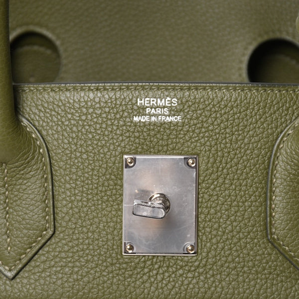 新品同様 HERMES エルメス Haut a Courroies40 オータクロア40 ハンドバッグ トワルアッシュ トゴ ヴェールヴェロネーゼ U刻印 SV金具 中古 4a003354