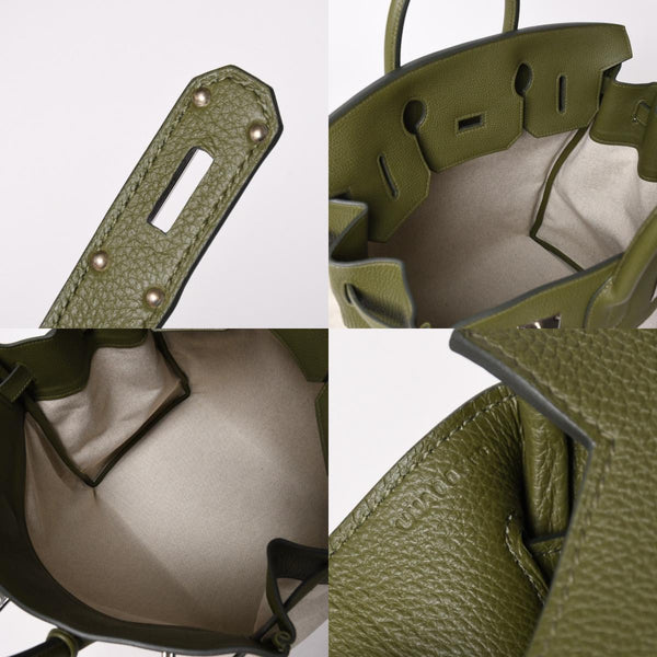 新品同様 HERMES エルメス Haut a Courroies40 オータクロア40 ハンドバッグ トワルアッシュ トゴ ヴェールヴェロネーゼ U刻印 SV金具 中古 4a003354