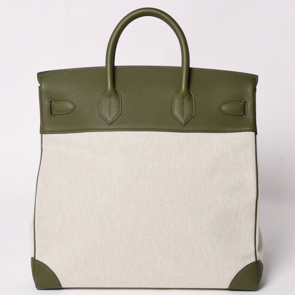 Like new HERMES Haut a Courroies40 Handbag Toile ash Togo Veronese U stamp SV metal fittings Used 4a003354