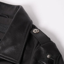 画像をギャラリービューアに読み込む, 極美品 CHROME HEARTS クロムハーツ SLUFF LTHR スラフ ライダースジャケット サイズS ラージCHクロス装飾 ブラック 中古 4a003352