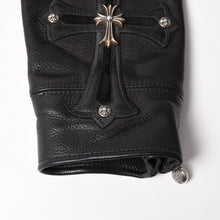 画像をギャラリービューアに読み込む, 極美品 CHROME HEARTS クロムハーツ SLUFF LTHR スラフ ライダースジャケット サイズS ラージCHクロス装飾 ブラック 中古 4a003352