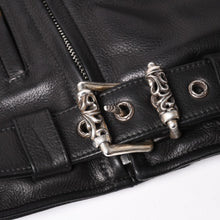 画像をギャラリービューアに読み込む, 極美品 CHROME HEARTS クロムハーツ SLUFF LTHR スラフ ライダースジャケット サイズS ラージCHクロス装飾 ブラック 中古 4a003352