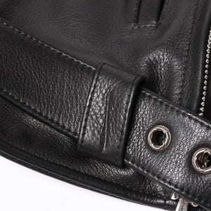 極美品 CHROME HEARTS クロムハーツ SLUFF LTHR スラフ ライダースジャケット サイズS ラージCHクロス装飾 ブラック 中古 4a003352