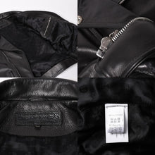 画像をギャラリービューアに読み込む, 極美品 CHROME HEARTS クロムハーツ SLUFF LTHR スラフ ライダースジャケット サイズS ラージCHクロス装飾 ブラック 中古 4a003352