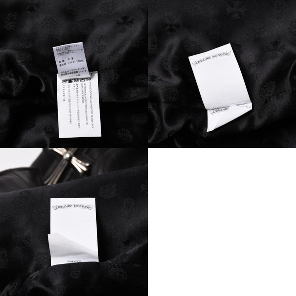 極美品 CHROME HEARTS クロムハーツ SLUFF LTHR スラフ ライダースジャケット サイズS ラージCHクロス装飾 ブラック 中古 4a003352