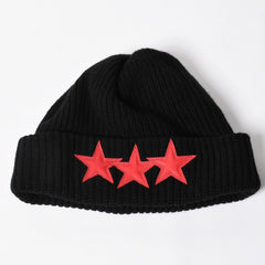 新品未使用 CHROME HEARTS クロムハーツ スターパッチ カシミヤ ニットキャップ ビーニー ONE SIZE 53-60 3パッチ クロスボール 中古 4a003338