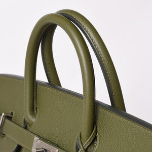 新品同様 HERMES エルメス Haut a Courroies40 オータクロア40 ハンドバッグ トワルアッシュ トゴ ヴェールヴェロネーゼ U刻印 SV金具 中古 4a003354