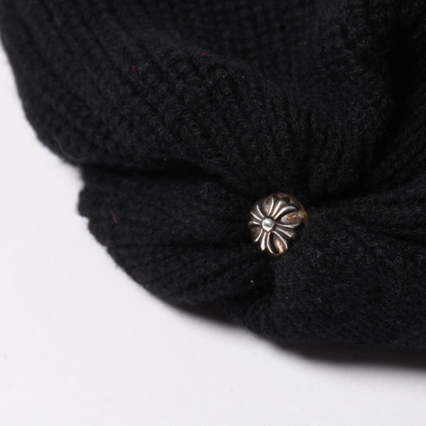 新品未使用 CHROME HEARTS クロムハーツ スターパッチ カシミヤ ニットキャップ ビーニー ONE SIZE 53-60 3パッチ クロスボール 中古 4a003338