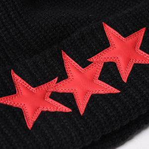 新品未使用 CHROME HEARTS クロムハーツ スターパッチ カシミヤ ニットキャップ ビーニー ONE SIZE 53-60 3パッチ クロスボール 中古 4a003338